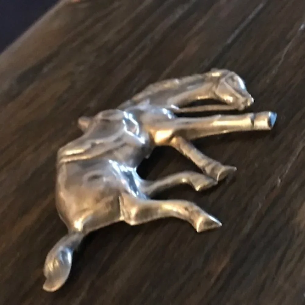 Vintage STERLING SILVER Bucking Horse Pin/Broach Western/Cowgirl